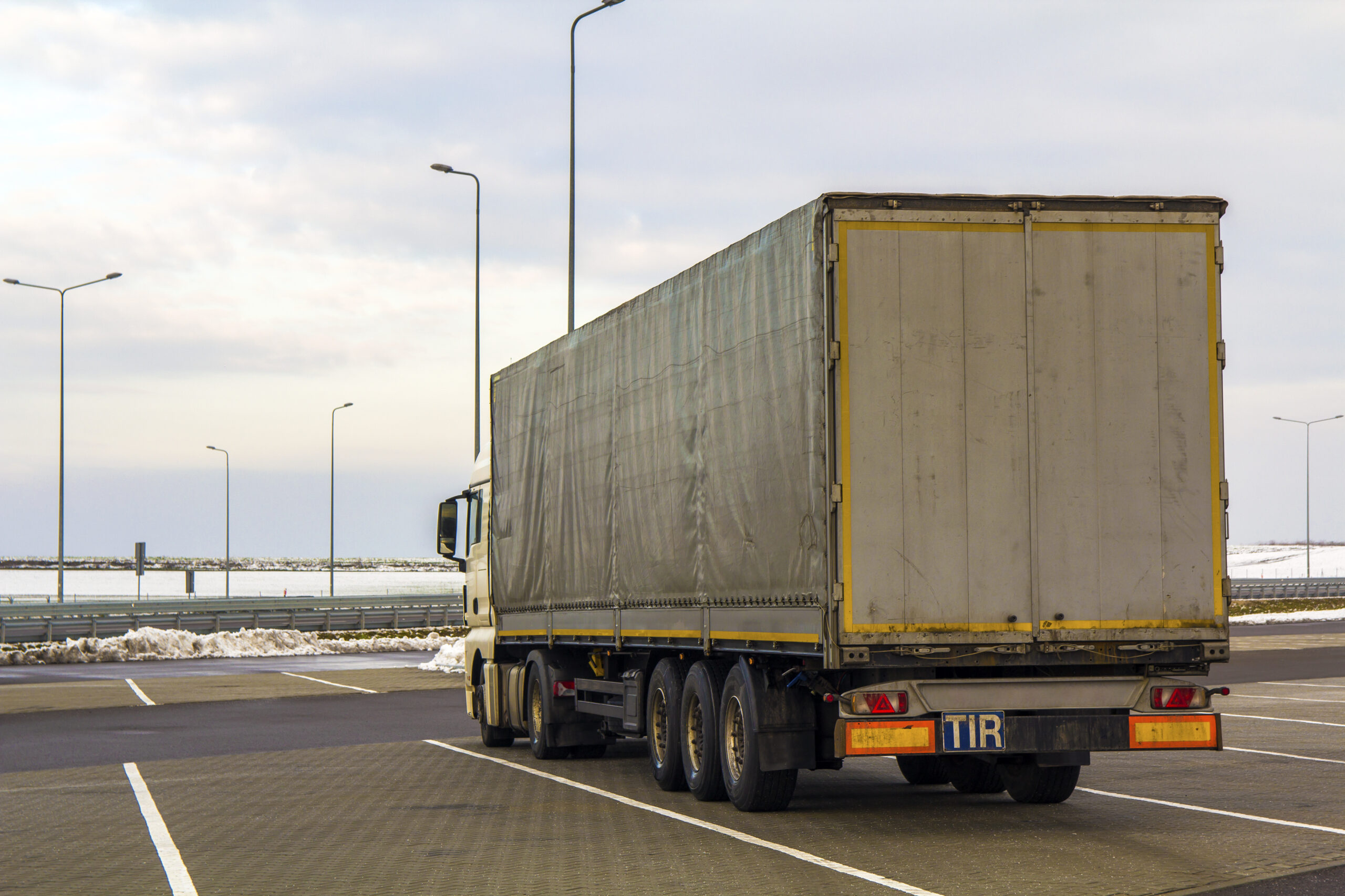 Big cargo truck parked on a parking lot